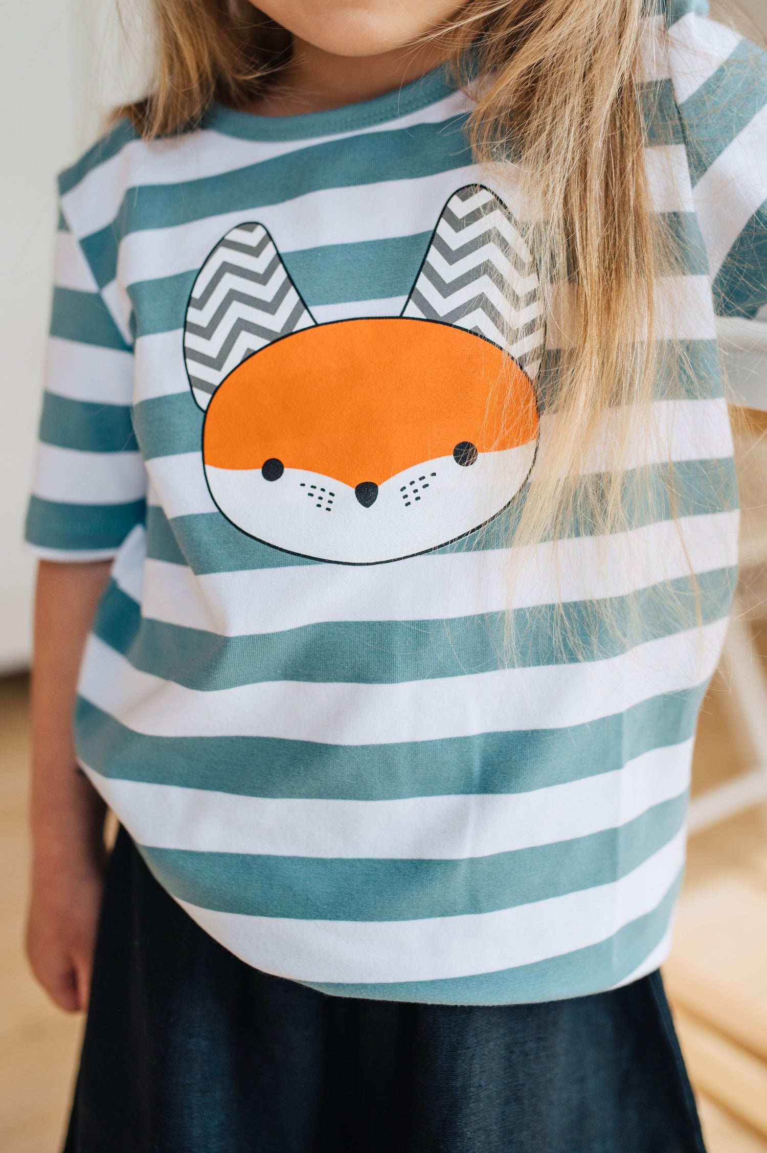 Top with blue stripes and Tuta`s fox print - TUTA LIETAS